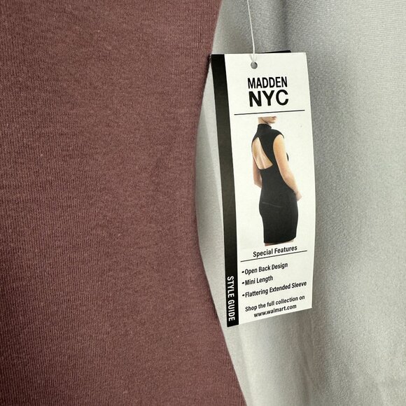 Madden NYC Twilight Mauve Jersey Mini Dress Open Back Design Sleeveless Size L - Picture 2 of 6